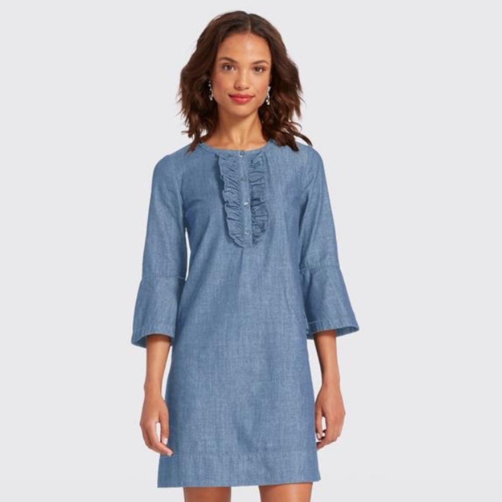 Draper James Chambray Ruffle Shift dress
